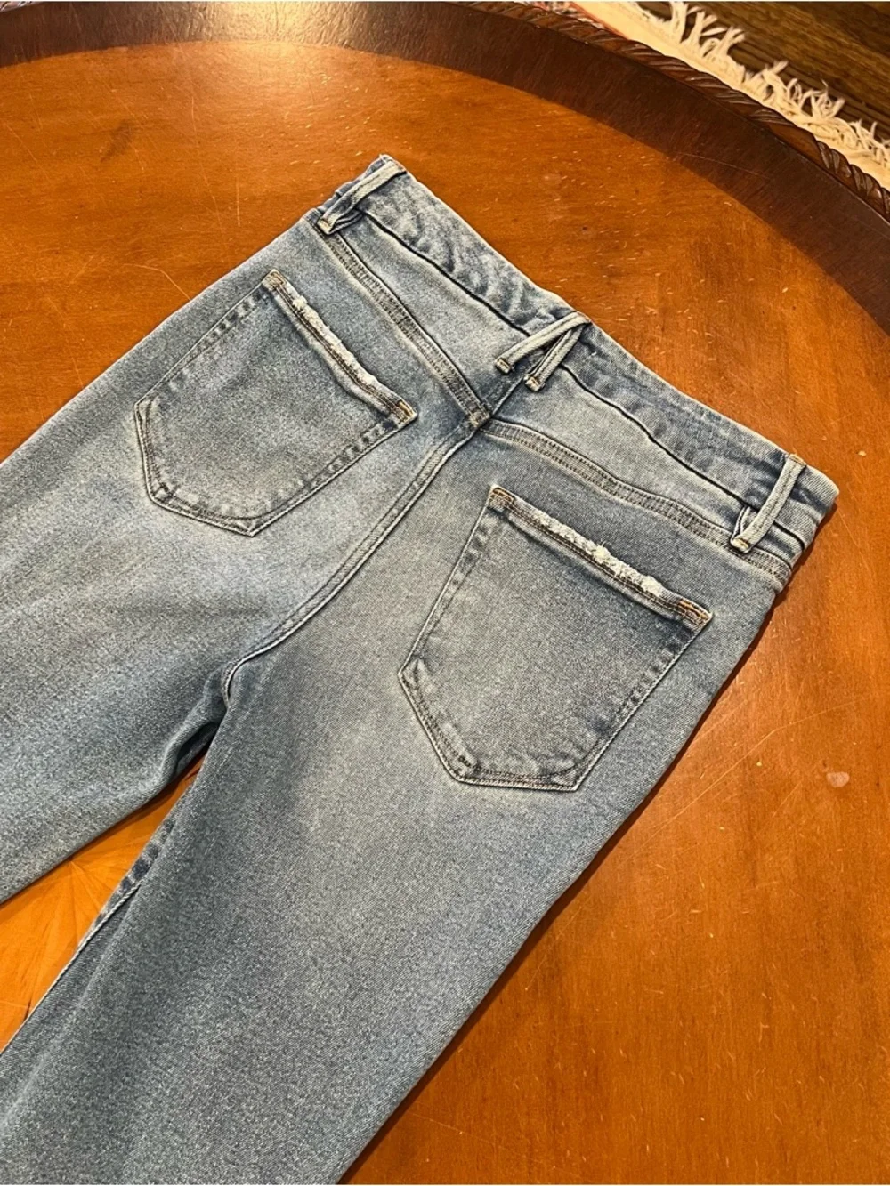 Good‎ American Good Legs Skinny Cropped Jeans Light Blue 8/29 Chewed Hem Denim